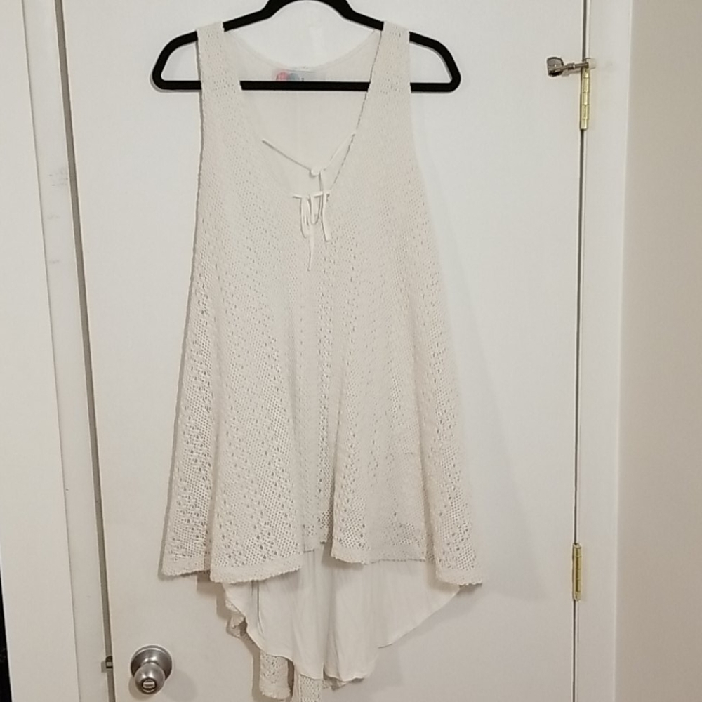 Free People Beach White High-low Tunic Siz…